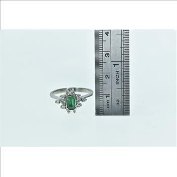 Platinum 0.86 Ctw Emerald Diamond Engagement Ring, Size 8