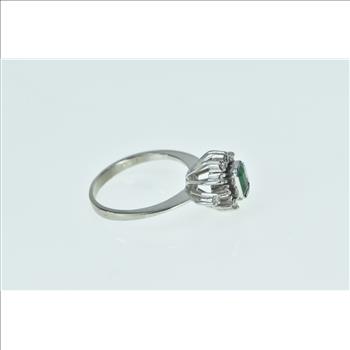Platinum 0.86 Ctw Emerald Diamond Engagement Ring, Size 8