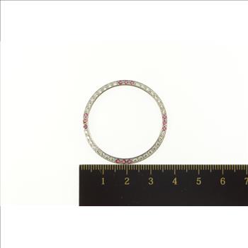 Platinum 0.90 Ctw Ruby Diamond Encrusted Watch Bezel