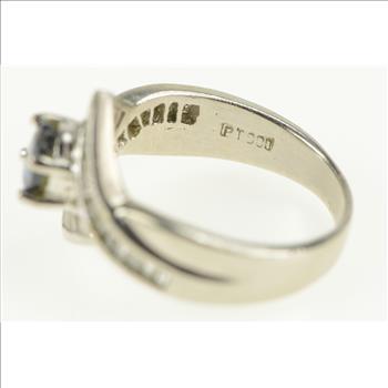 Platinum 0.97 Ctw Natural Sapphire Baguette Engagement Ring, Size 5