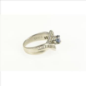 Platinum 0.97 Ctw Natural Sapphire Baguette Engagement Ring, Size 5