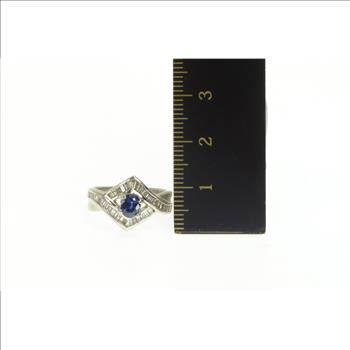 Platinum 0.97 Ctw Natural Sapphire Baguette Engagement Ring, Size 5