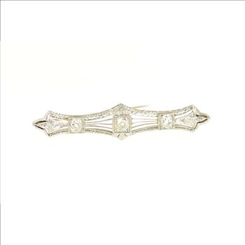 Platinum 1.17 Ctw Old European Cut Diamond Victorian Pin/Brooch