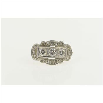 Platinum 1.40 Ctw Art Deco Diamond Engagement Ring, Size 7.5