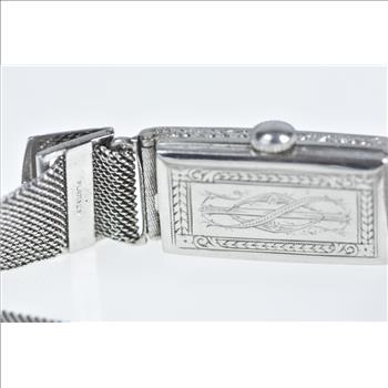 Platinum 1.50 Ctw Art Deco Diamond Mesh Chain Watch - Women's