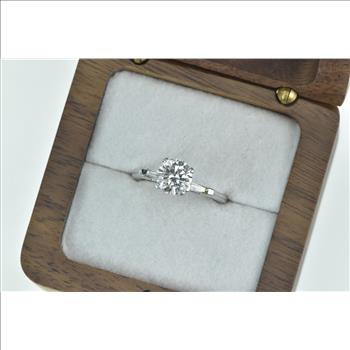 Platinum 1.59 Ctw Round Diamond Classic Engagement Ring, Size 5.5