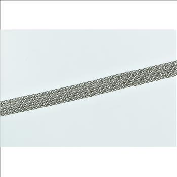 Platinum 18k Gold 6.5mm Squared Flat Mesh Chain Necklace 7.5