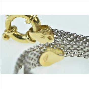 Platinum 18k Gold 6.5mm Squared Flat Mesh Chain Necklace 7.5