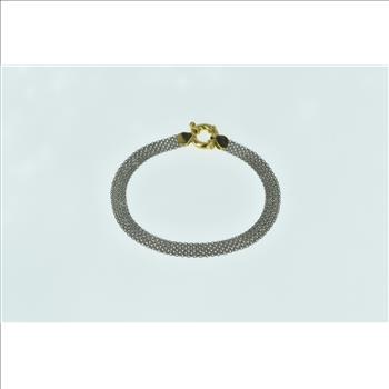 Platinum 18k Gold 6.5mm Squared Flat Mesh Chain Necklace 7.5