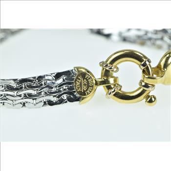 Platinum 18k Gold 6.6mm Squared Vintage Flat Chain Necklace 19