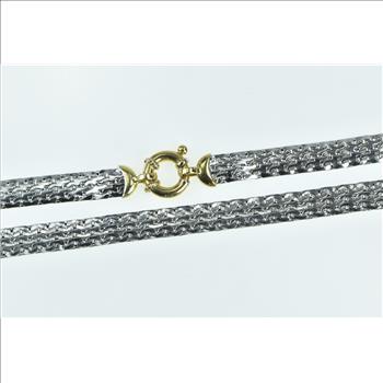 Platinum 18k Gold 6.6mm Squared Vintage Flat Chain Necklace 19