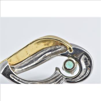 Platinum 18k Gold Natural Emerald Two Tone Swirl Pendant