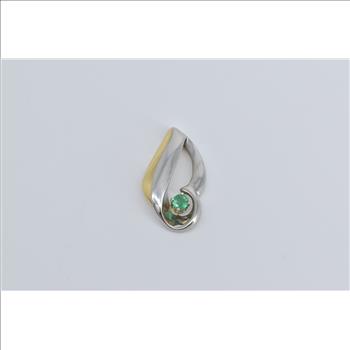 Platinum 18k Gold Natural Emerald Two Tone Swirl Pendant