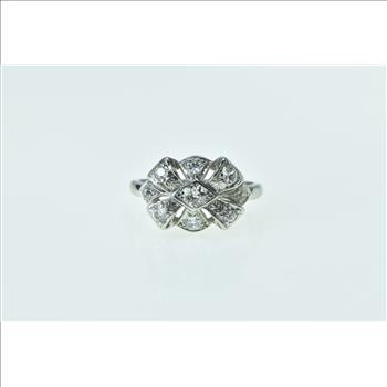 Platinum 1930's 0.25 Ctw Diamond Bow Engagement Ring, Size 7