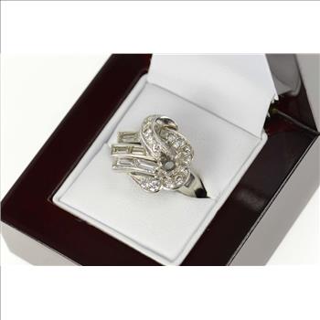 Platinum 1930's 1.55 Ctw Diamond Engagement Setting Ring, Size 6.25