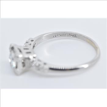 Platinum 1940's 0.76 Ctw Natural Diamond Engagement Ring, Size 7