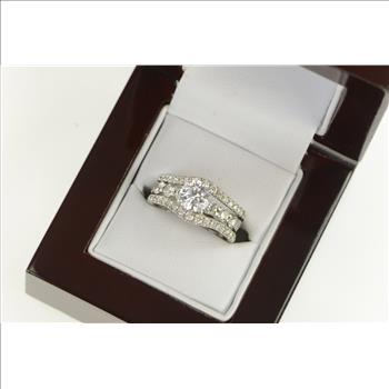 Platinum 2.30 Ctw Diamond Engagement Bridal Set Ring, Size 6