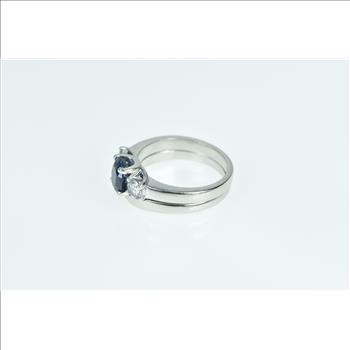 Platinum 2.55 Ctw Sapphire Diamond Engagement Set Ring, Size 9