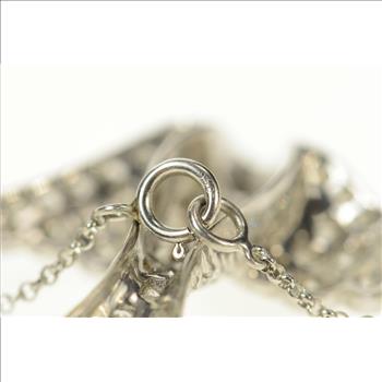 Platinum 3.06 Ctw Pave Diamond Ruby Sparrow Bird Necklace 18.25