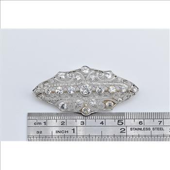 Platinum 3.20 Ctw OEC OMC Natural Diamond Filigree Pin/Brooch
