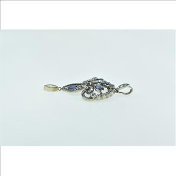 Platinum 3.29 Ctw Diamond Sapphire Art Deco Drop Pin/Brooch