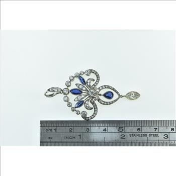 Platinum 3.29 Ctw Diamond Sapphire Art Deco Drop Pin/Brooch