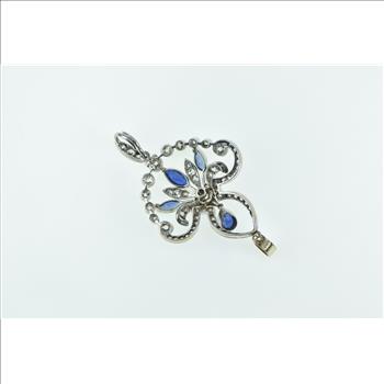 Platinum 3.29 Ctw Diamond Sapphire Art Deco Drop Pin/Brooch