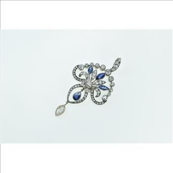 Platinum 3.29 Ctw Diamond Sapphire Art Deco Drop Pin/Brooch