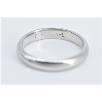 Platinum 3.2mm Rounded Notched Wedding Band Ring, Size 5.25