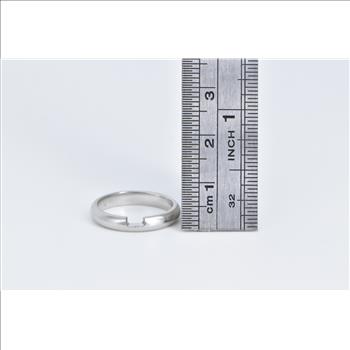 Platinum 3.2mm Rounded Notched Wedding Band Ring, Size 5.25