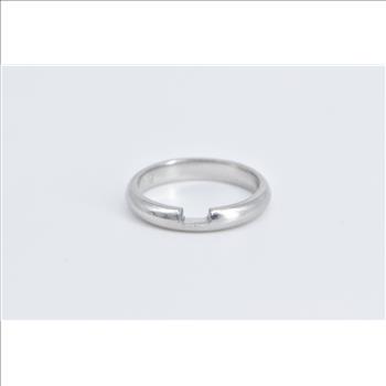 Platinum 3.2mm Rounded Notched Wedding Band Ring, Size 5.25