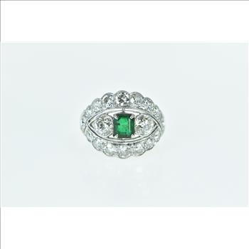 Platinum 4.00 Ctw Victorian Emerald Cut OEC Diamond Ring, Size 6