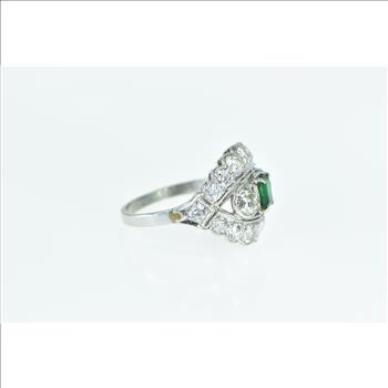 Platinum 4.00 Ctw Victorian Emerald Cut OEC Diamond Ring, Size 6