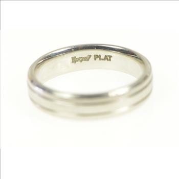 Platinum 5.0mm Grooved Simple Wedding Band Ring, Size 8