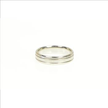 Platinum 5.0mm Grooved Simple Wedding Band Ring, Size 8