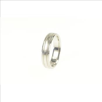 Platinum 5.0mm Grooved Simple Wedding Band Ring, Size 8