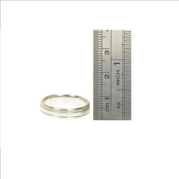 Platinum 5.0mm Grooved Simple Wedding Band Ring, Size 8