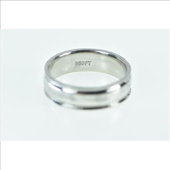 Platinum 5.25mm Vintage Classic Grooved Wedding Band Ring, Size 5.25