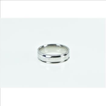Platinum 5.25mm Vintage Classic Grooved Wedding Band Ring, Size 5.25