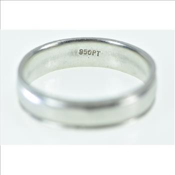 Platinum 5.3mm Vintage Grooved Men's Wedding Band Ring, Size 10