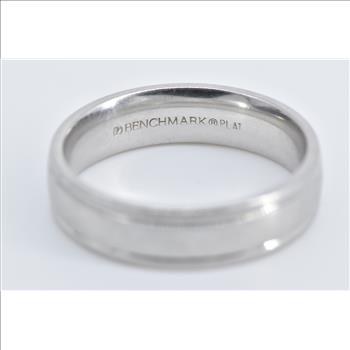 Platinum 5.9mm Grooved Benchmark Wedding Band Ring, Size 10.75