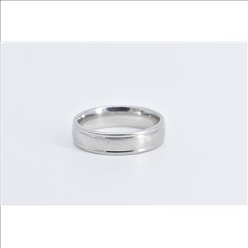 Platinum 5.9mm Grooved Benchmark Wedding Band Ring, Size 10.75