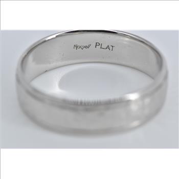 Platinum 5.9mm Hammered Novell Wedding Band Ring, Size 10.5