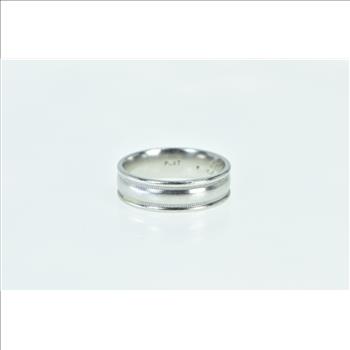 Platinum 6.5mm Vintage Classic Men's Wedding Band Ring, Size 9.75