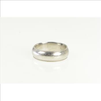 Platinum 6.9mm Milgrain Men's Wedding Band Ring, Size 9.5