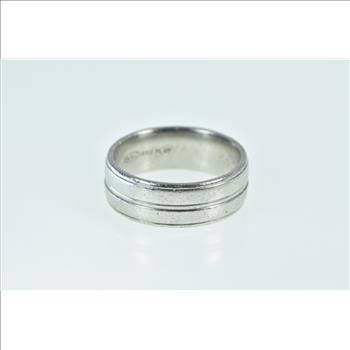 Platinum 7.1mm Grooved Classic Wedding Band Ring, Size 6.25