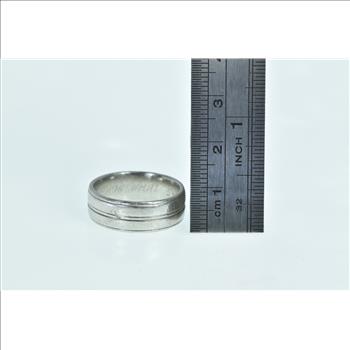 Platinum 7.1mm Grooved Classic Wedding Band Ring, Size 6.25