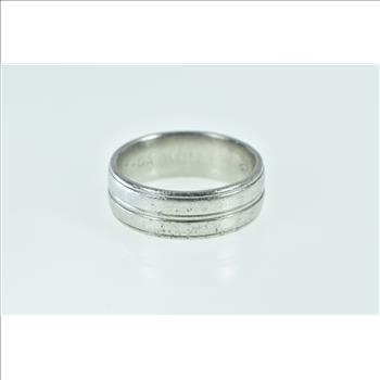 Platinum 7.1mm Grooved Classic Wedding Band Ring, Size 6.25