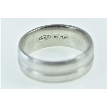 Platinum 7.1mm Grooved Classic Wedding Band Ring, Size 6.25