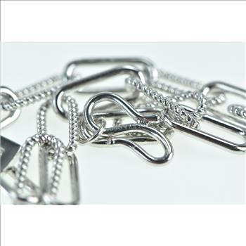 Platinum 7.25mm B Letter Monogram Paperclip Chain Bracelet 7.25
